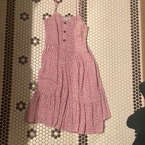 Smocked Tiered Midi Sundress in Dusty Rose